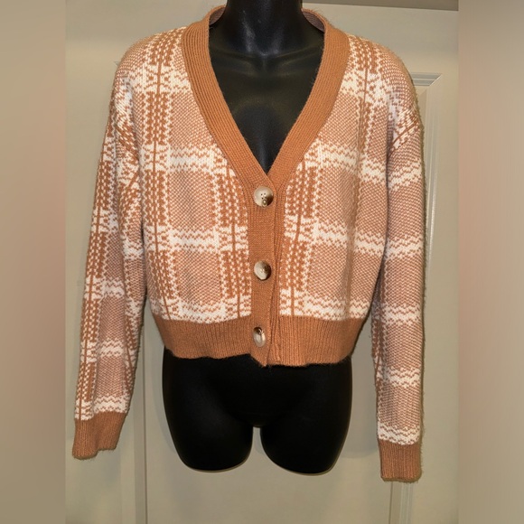 Princess Polly Pink Check Cropped Cardigan size M/L - Picture 6 of 13